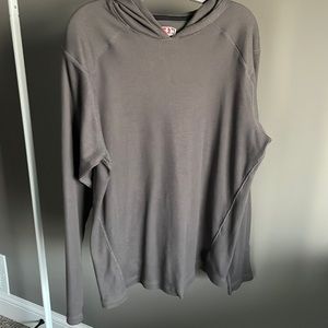 Under Armour Top Hooded Waffle Knit Long Sleeve Logo Loose Grey